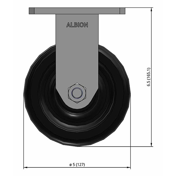 Side view drawing of caster with dimensions